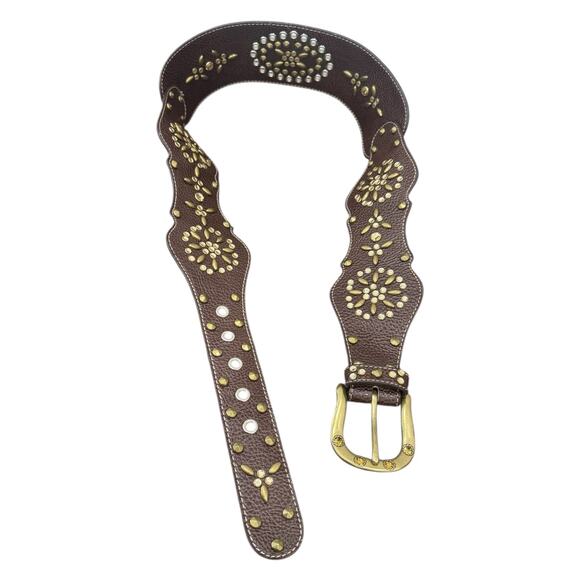Kathy Van Zeeland Studded Belt Contour Flower Chocolate Size M 32–36" - Picture 5 of 12